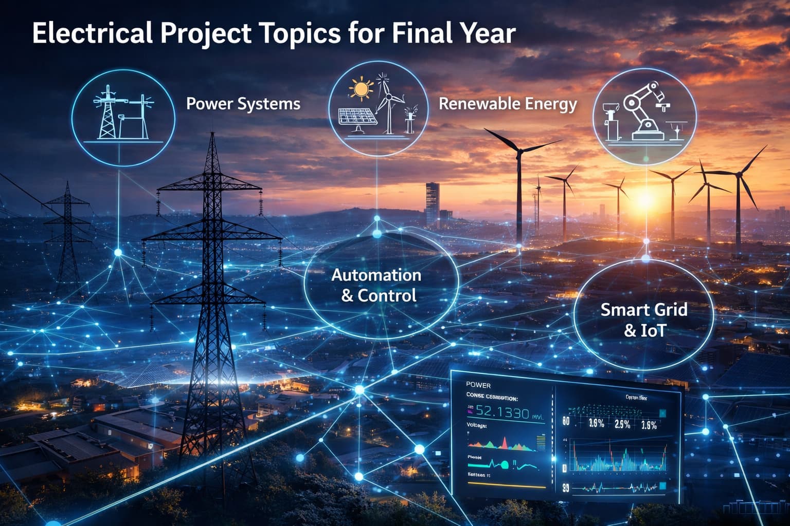 Electrical final year project topics with power grid renewable energy and smart electrical systems