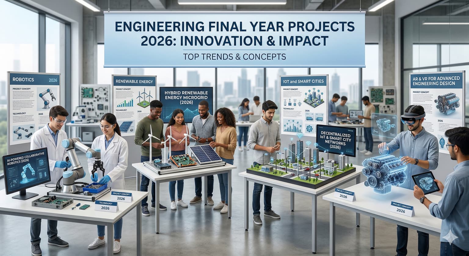 Engineering Final Year Projects 2026 students working on AI IoT software development in modern lab