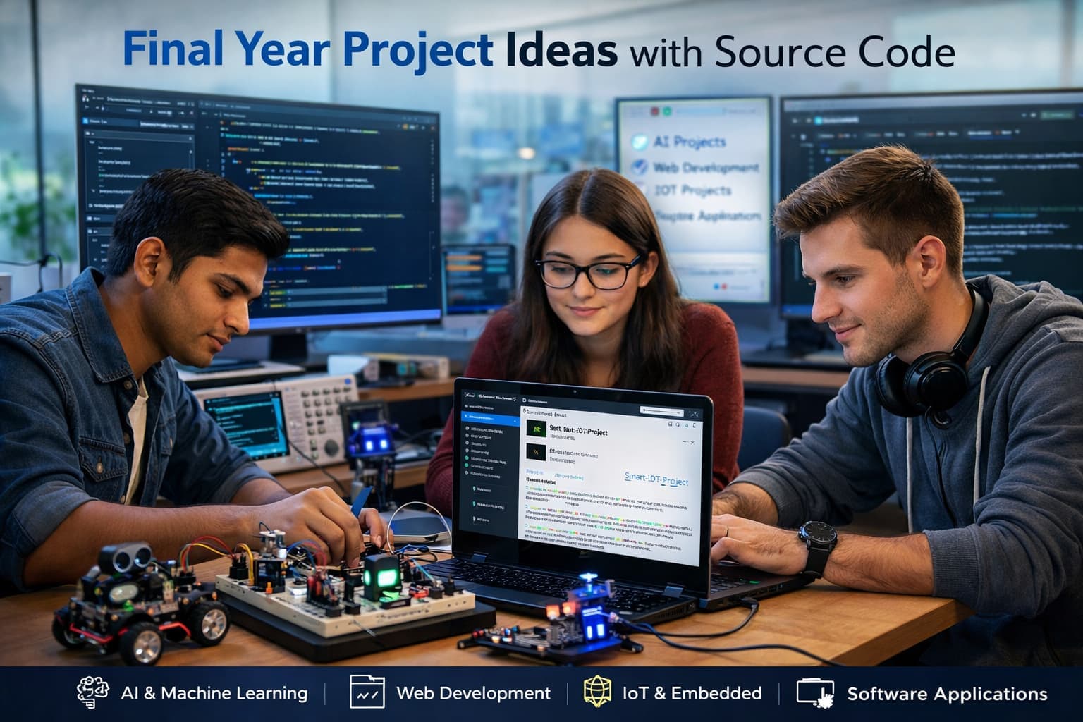 Final year project ideas with source code development on laptop with programming and IoT setup