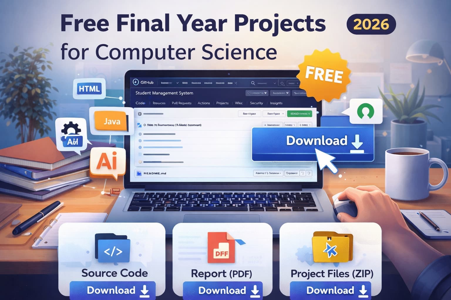 Free final year computer science projects download with source code and open source development setup