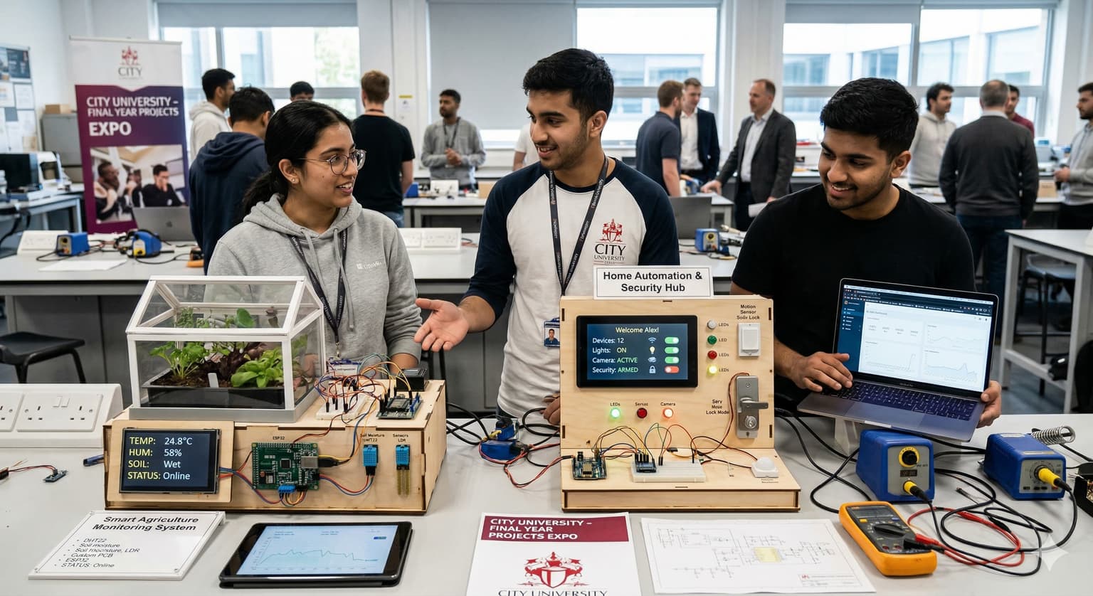 IoT based final year projects showing smart city sensors connected devices and real time monitoring system